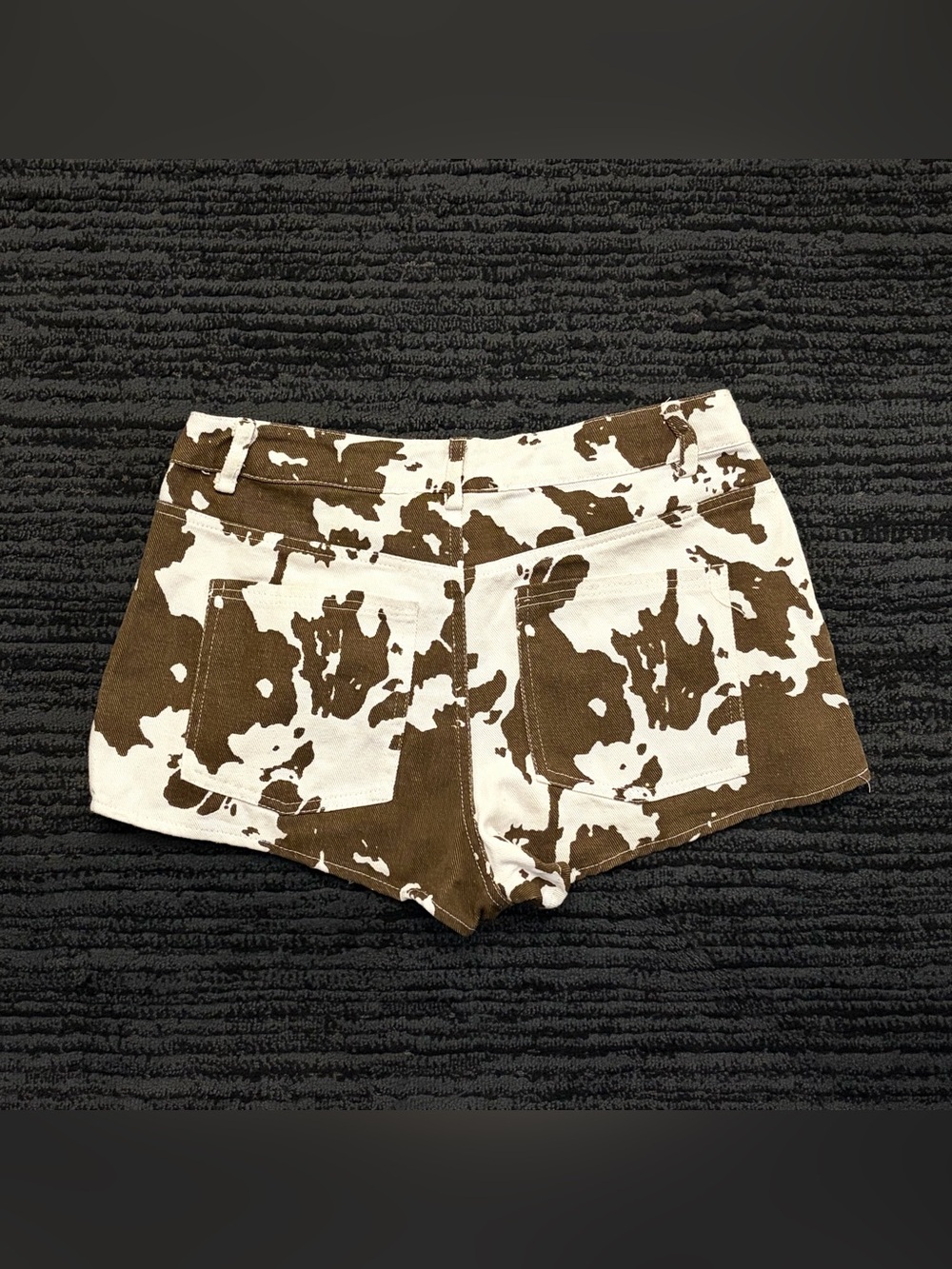 NWT 12th Tribe Cow Print Y2K Western Micro Mini Shorts - Picture 2 of 7